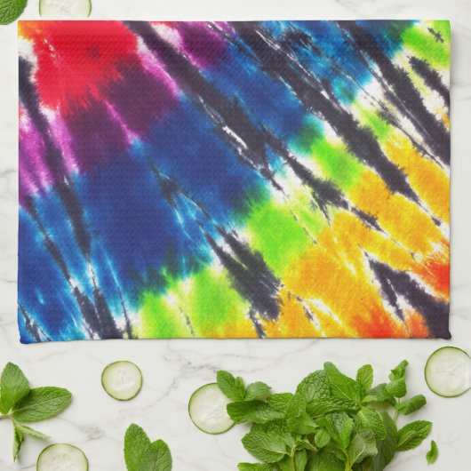 Linge De Cuisine L'arc-en-ciel teignent en nouant (Plié)