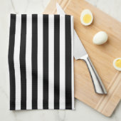 Linge De Cuisine Larges bandes blanches noires (Quart Plié)