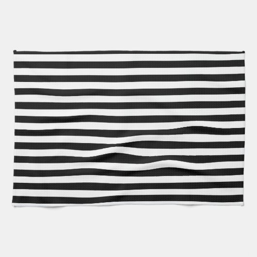 Linge De Cuisine Larges bandes blanches noires (Horizontal)