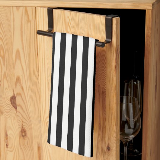 Linge De Cuisine Larges bandes blanches noires (Pliage en tiers)
