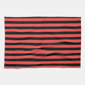 Linge De Cuisine Larges Rayures Rouge Noir (Horizontal)