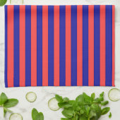 Linge De Cuisine Larges Rayures Rouges Et Bleues (Plié)