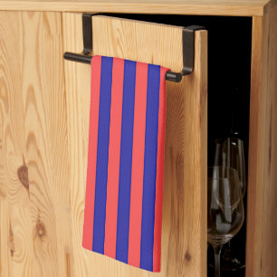 Linge De Cuisine Larges Rayures Rouges Et Bleues
