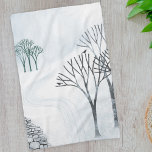 Linge De Cuisine L'Art Paysager De Neige D'Hiver<br><div class="desc">Un paysage hivernal enneigé avec des arbres et un mur en pierre sèche. Art original de Nic Squirrell.</div>
