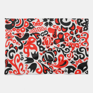 Linge De Cuisine L'art populaire ukrainien motif floral abstact