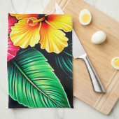 Linge De Cuisine L'art tropical des Hibiscus (Quart Plié)