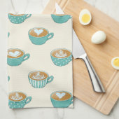 Linge De Cuisine Latte Art dans de mignons cafés bleus (Quart Plié)