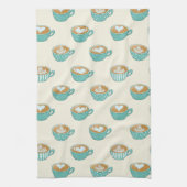 Linge De Cuisine Latte Art dans de mignons cafés bleus (Vertical)