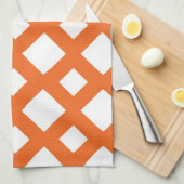 Linge De Cuisine Lattice orange en blanc (Quart Plié)