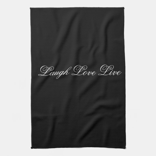 Linge De Cuisine Laugh Live Love Designer Thé-Towel noir (Vertical)