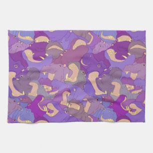 Linge De Cuisine Laughing Hippos - purple