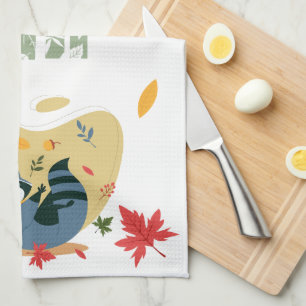 Linge De Cuisine L'automne est dans l'air avec un raton laveur qui