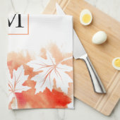 Linge De Cuisine Lavage et monogramme de l'aquarelle de la feuille  (Quart Plié)