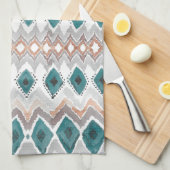 Linge De Cuisine Lavage gris pâle d'aquarelle de pêche turquoise de (Quart Plié)