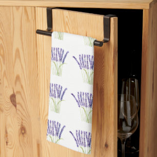Linge De Cuisine Lavande aquarelle peinture herbacée fleurs violett