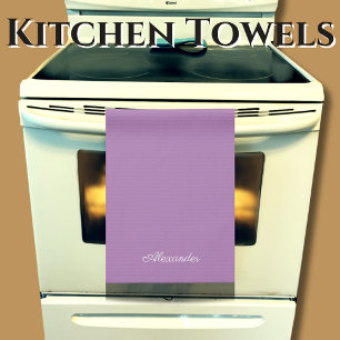 Linge De Cuisine Lavande couleur solide moderne violet blanc Script