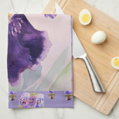 Linge De Cuisine Lavande d'Aquarelle violet Iris Fleur Florale (Quart Plié)