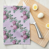 Linge De Cuisine Lavande et Roses pourpres sur vignes (Quart Plié)