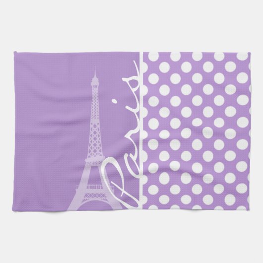 Linge De Cuisine Lavender Purple Pois ; Paris (Horizontal)