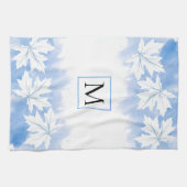 Linge De Cuisine Laver et monogramme bleu feuille d'érable (Horizontal)