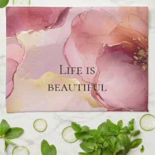 Linge De Cuisine Lavis doré rose burgundy floral Fête de mariage