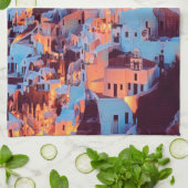 Linge De Cuisine ldp SANTORINI - panorama - par nuit - (Plié)