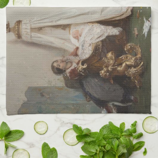 Linge De Cuisine Le bébé dort (par Gerolamo Induno) (Plié)