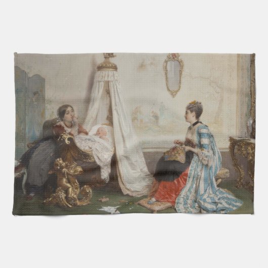 Linge De Cuisine Le bébé dort (par Gerolamo Induno) (Horizontal)