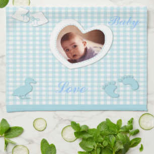 Linge De Cuisine Le bleu de bébé vérifie le modèle photo