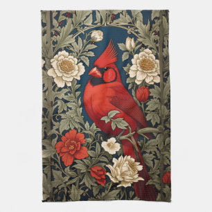 Linge De Cuisine Le Cardinal du Nord Floral William Morris Inspiré