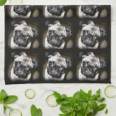 Linge De Cuisine le carlin fait face au noir (Plié)