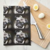 Linge De Cuisine le carlin fait face au noir (Quart Plié)