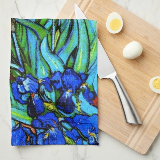 Linge De Cuisine Le célèbre tableau de Van Gogh, Irises, (Quart Plié)