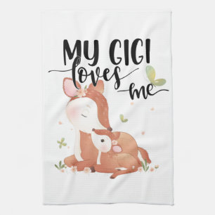 Linge De Cuisine Le cerf de bois Doe et le bébé Fawn Mon Gigi m'aim