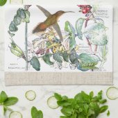 Linge De Cuisine Le chèvrefeuille de colibris fleurit des (Plié)