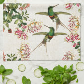 Linge De Cuisine Le chèvrefeuille d'oiseau de colibri fleurit la (Plié)