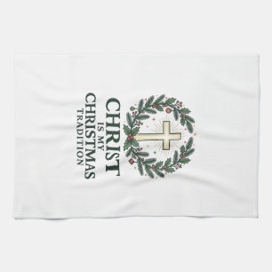 Linge De Cuisine Le Christ est ma tradition de Noël Croix vintage D