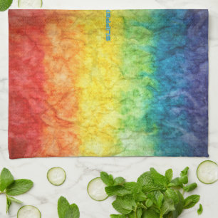Linge De Cuisine Le drapeau tie-dyé de SlipperyJoe arc-en-ciel pres