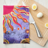Linge De Cuisine "Le feu de la danse du Cosmos" Le Soleil (Quart Plié)