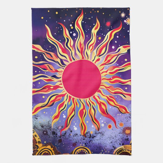 Linge De Cuisine "Le feu de la danse du Cosmos" Le Soleil (Vertical)