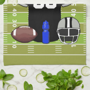 Linge De Cuisine Le football noir et gris fait sur commande Jersey