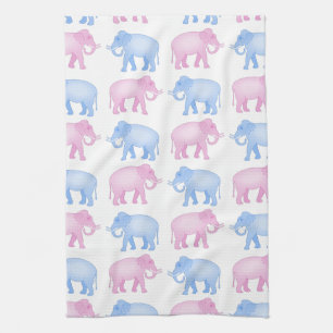 Linge De Cuisine Le genre rose et bleu d'éléphants indiquent
