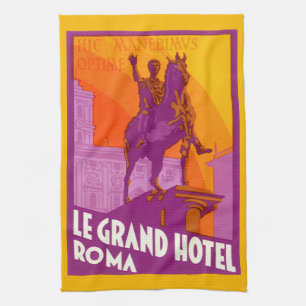 Linge De Cuisine Le Grand Hotel Roma Statue, Italie, Voyage Vintage