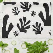 Linge De Cuisine Le Jardin 02 Botanique Noir Blanc Feuille moderne (Plié)