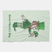 Linge De Cuisine Le Leprechaun avec un trèfle (Horizontal)