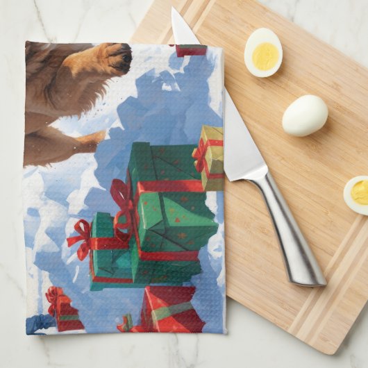 Linge De Cuisine Le Mastiff tibétain coule en neige avec le Casquet (Quart Plié)