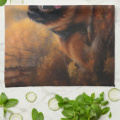 Linge De Cuisine Le Mastiff tibétain en automne les feuilles automn (Plié)