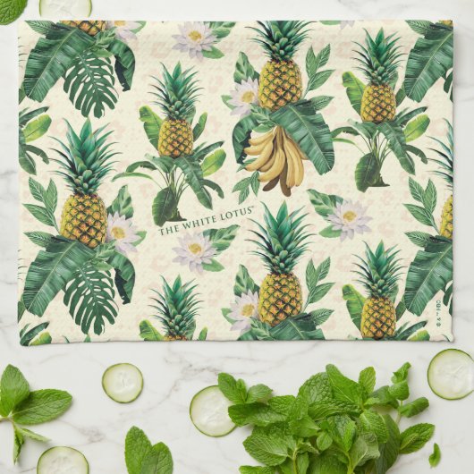 Linge De Cuisine Le Motif blanc Lotus Pineapple Paradise (Plié)