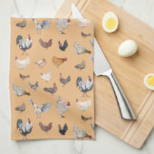 Linge De Cuisine Le motif du poulet heureux à la pêche (Quart Plié)