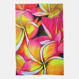 Linge De Cuisine Le néon rose Frangipani Plumeria Beach art
